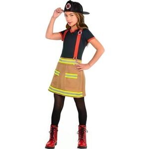 NWT Wildfire Firefighter Children's Costume Hat and Dress Set Girl Size L/12-14